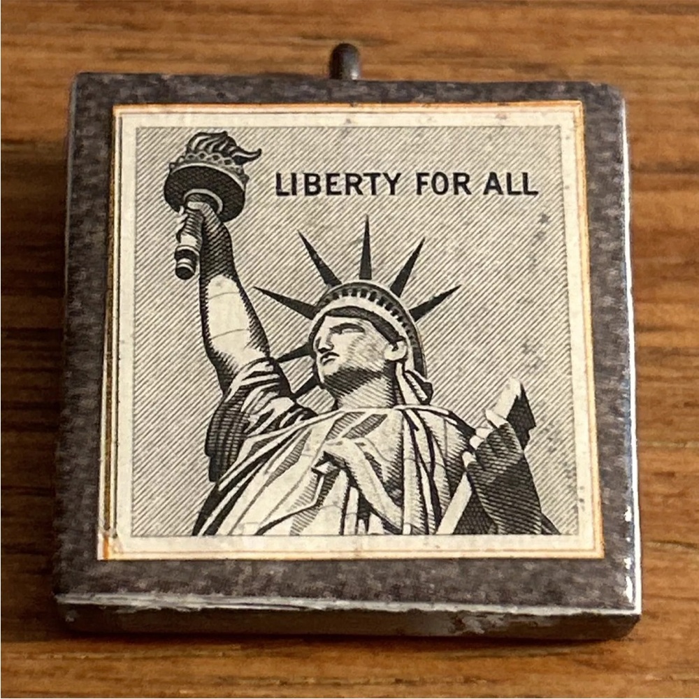 Statue Of Liberty Square Art Glass Charms Charm USA Liberty For All Patriotic
